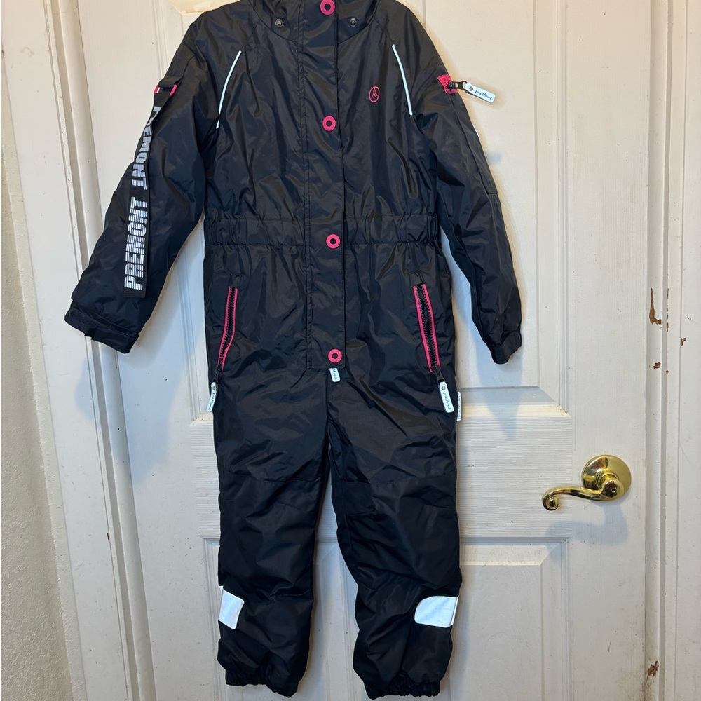 Stylish Black and Pink Kids One Piece Snowsuit